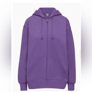 Aritzia TNA Terry Fleece Boyfriend Zip Hoodie, S, Fig Purple